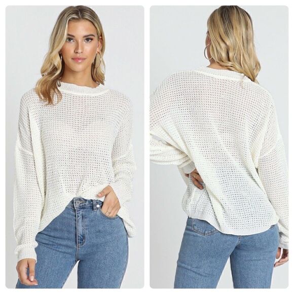 Showpo. Sweaters - Showpo. Envious Lady Knit Top In WHITE WAFFLE Size 6